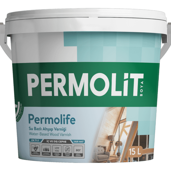 Permolit Permolife Yarı Mat Su Bazlı Ahşap Verniği 2.5 Litre