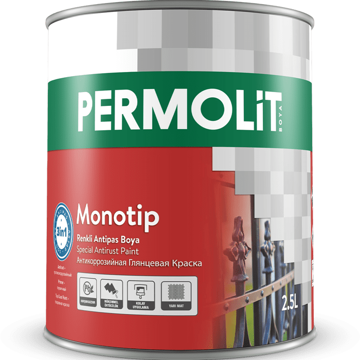 Permolit Monotip Antipas Boya Yarı Mat Siyah 2.5 Litre