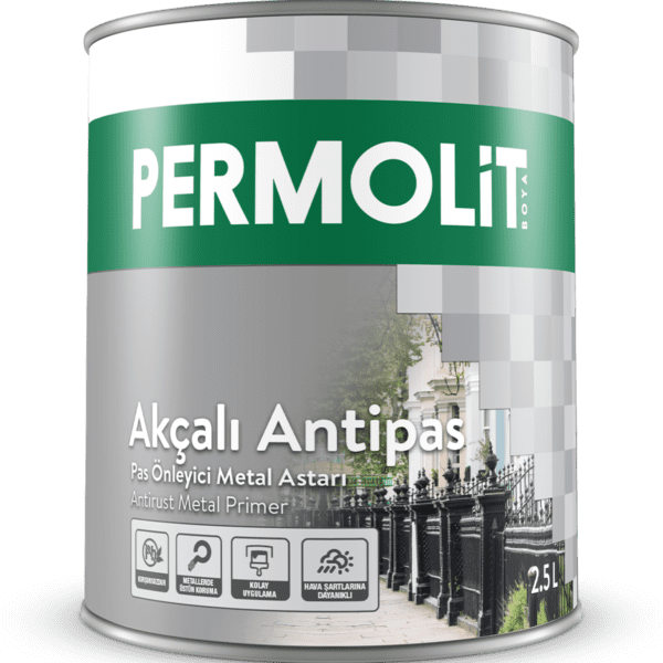 Permolit Akçalı Antipas Pas Önleyici Metal Astarı Kırmızı 2.5 Litre